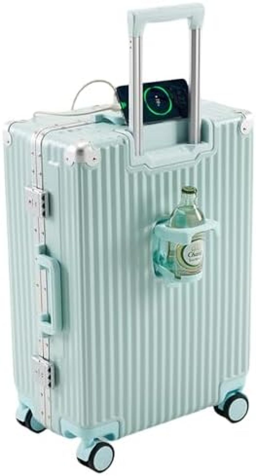 楽天Libre777スーツケース 大型 キャリーケース mサイズ 24インチ tsaロック usbポート付き カップホルダー 60L大容量 ダブルキャスター 静音効果 国内/海外旅行（ブルー）