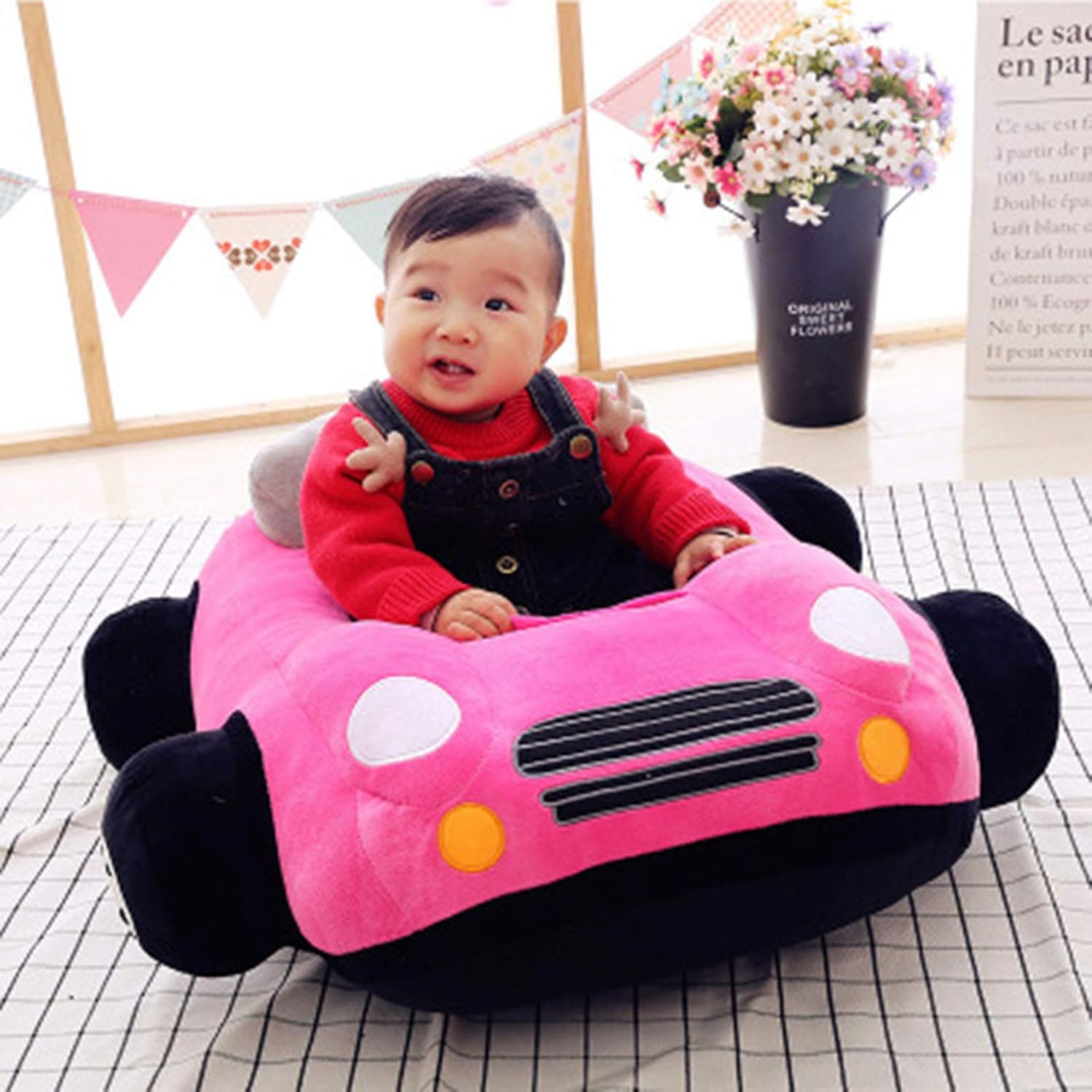 お座り練習チェア 車型 ベビーソファー キッズソファー ソフト 安定感 5ヶ月～18ヶ月 お食事用 コットン カワイイ ベビーグッズ ギフト 贈り物 保育園 赤ちゃん椅子 子供用ソファー 70*65c