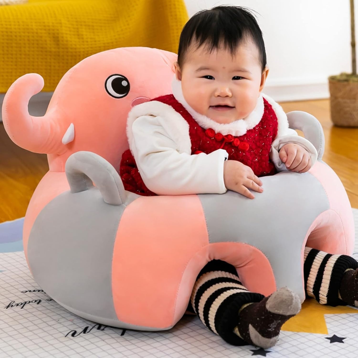 ぬいぐるみチェア 可愛い お座り練習 ベビーソファー アニマル 子供用 ソフト コットン 安定感 お食事用 滑り止め付 ベビーグッズ 装飾り 赤ちゃん椅子 キッ...