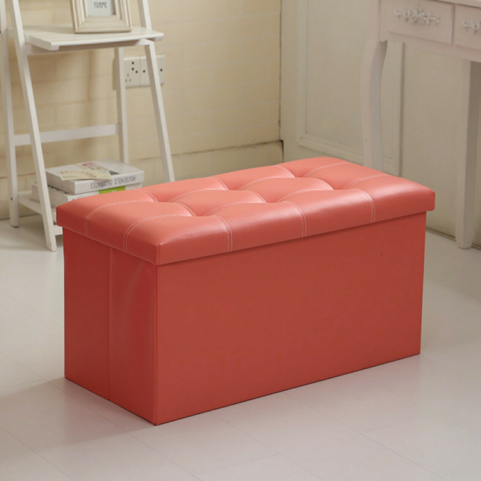 スツール収納 収納ベンチ PUレザー 2点セット オットマン収納 長方形 収納 多機能 フットレスト ストレ..