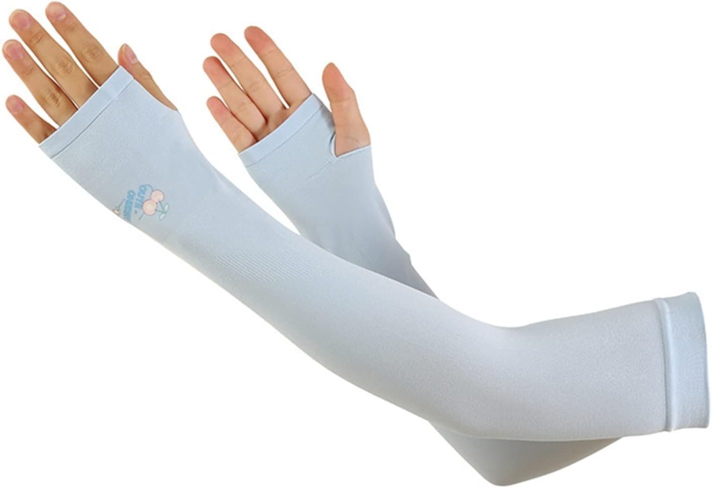 アームカバー 夏用 腕カバー アームスリーブ レディース お洒落 桃柄 指掛けタイプ 接触冷感 着痩せ 通..