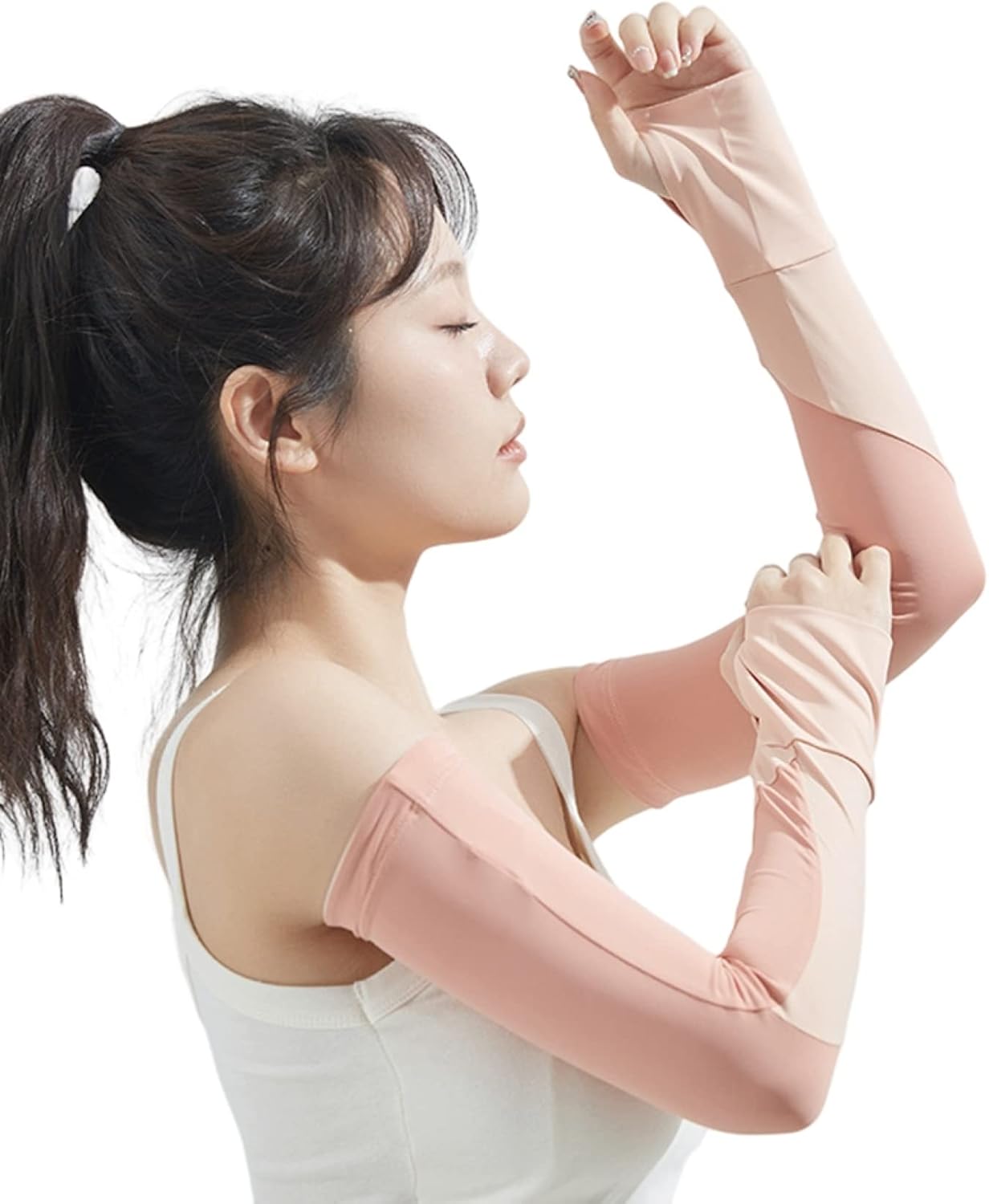 アームカバー レディース 夏用 腕カバー アームスリーブ お洒落 パッチワーク 指掛けタイプ 冷感 通気..