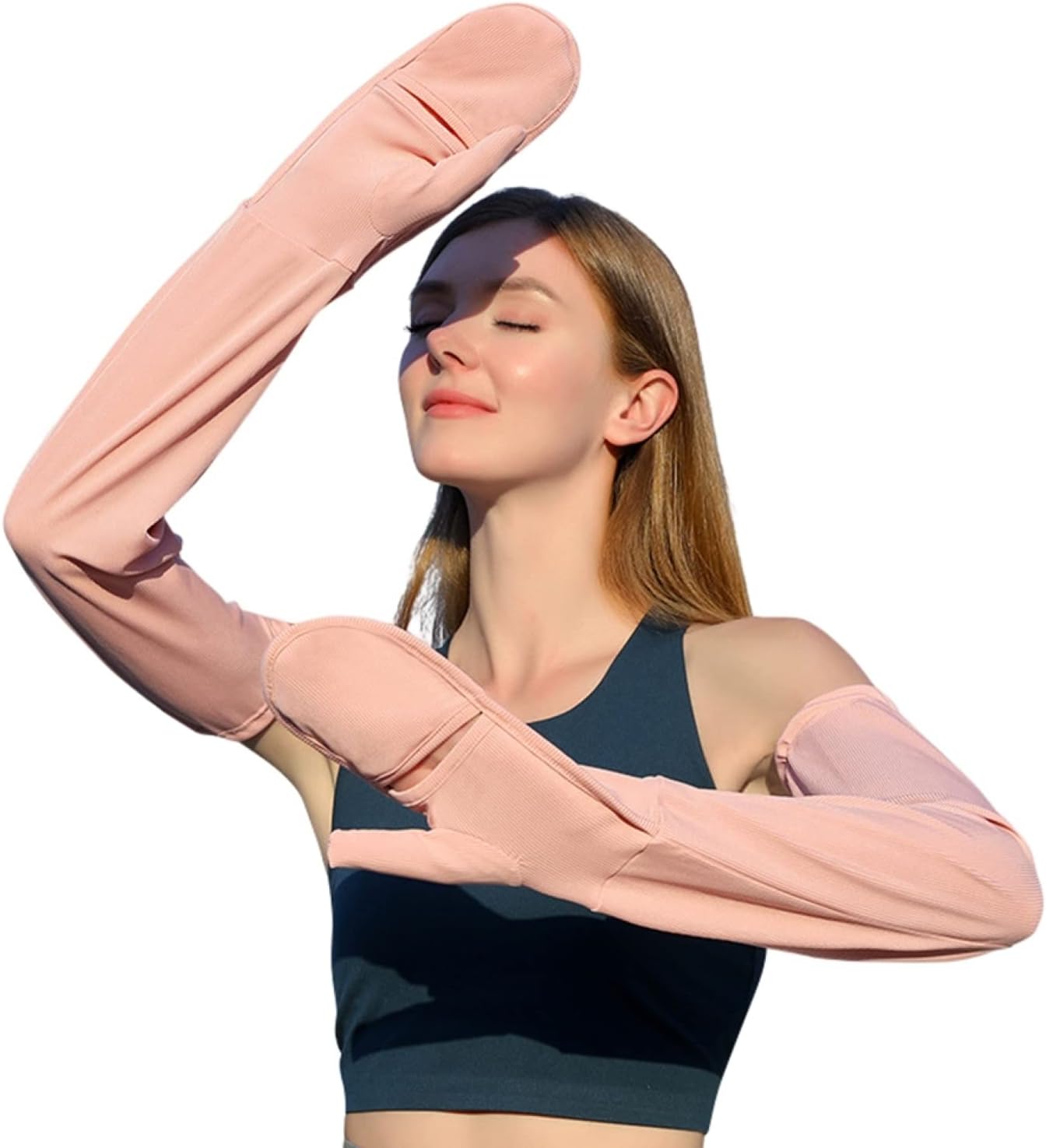 アームカバー レディース 夏用 腕カバー アームスリーブ 手の甲カバー 冷感 ゆったり 腕口調整可 通気..