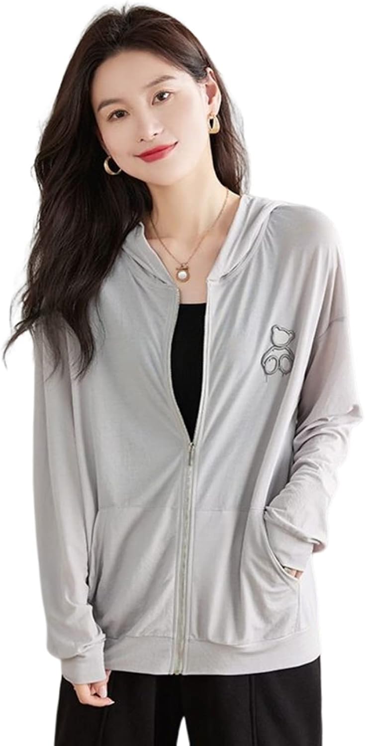 ラッシュガード パーカー レディース 日焼け止め服 M〜2XL フード付き おしゃれ クマ柄 薄手 ひんやり 熱中症対策 暑さ対策 軽量 通気 速乾 防風 皮膚...