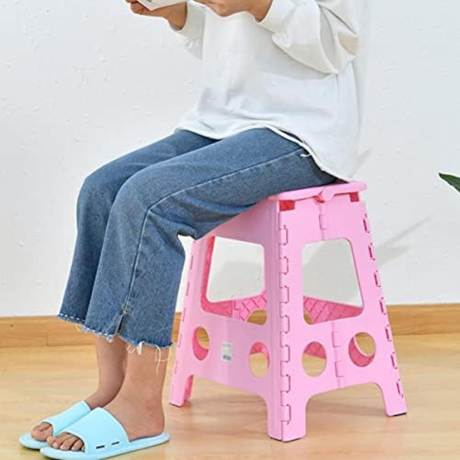 踏み台 ステップ台 折りたたみチェア フォールディング 22*29*45 スツール 子供 脚立 椅子 トイレ 大人 コンパクトに持ち運び・収納が可能 ピンク 滑り止め フォーダブルチェア ステップ ポ