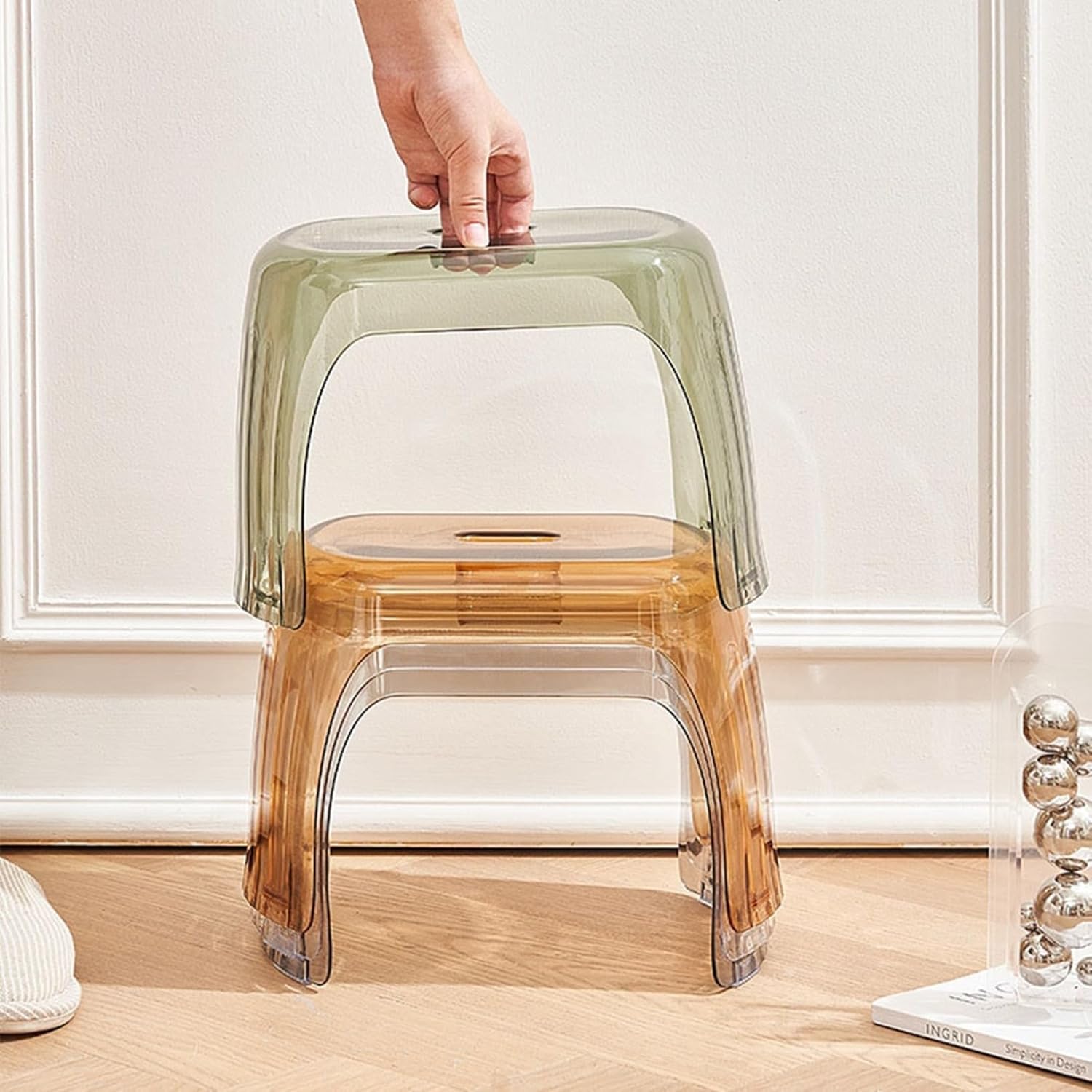 トイレ踏み台?バスチェア?子供用 便秘 解消 家庭 お風呂 玄関 お手伝い レトレーニング 透明 オシャレ?北欧 シンプル ステップ台 収納便利 滑り止め 持ち便利 多機能 厚め?丈夫 補助台 プラス
