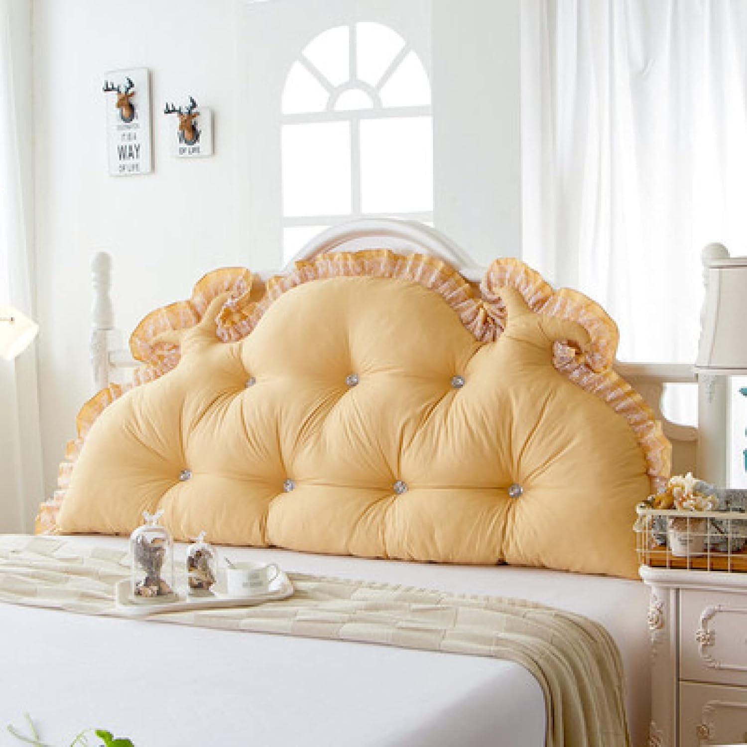 単色 ウェッジ枕 三角ヘッドボードクッション シートクッション 枕 まくら イエロー クッション ロング..