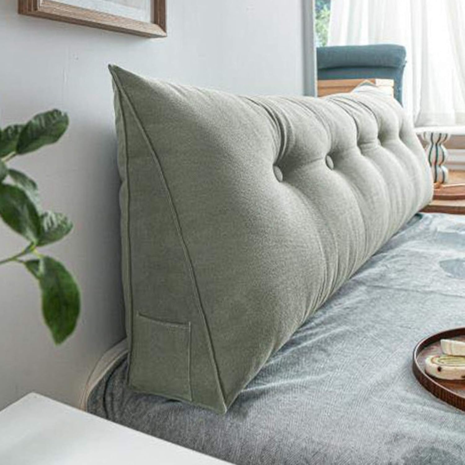 背もたれ クッション ベッドクッション三角枕 読書用 ヘッドボード ピロー 80*50*20cm 腰枕 低反発 レ..