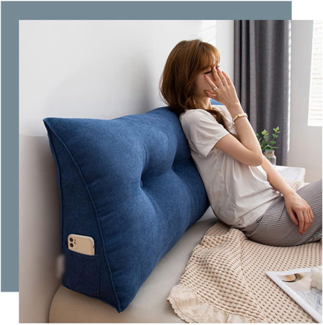 背もたれ枕 三角 読書用クッション クッション オフィス うつぶせ 腕置き 畳ソファクッション 枕 レストクッション 120*50*20cm 自宅用 脚枕 客室用 腰に優しい 80*50*20cm グ