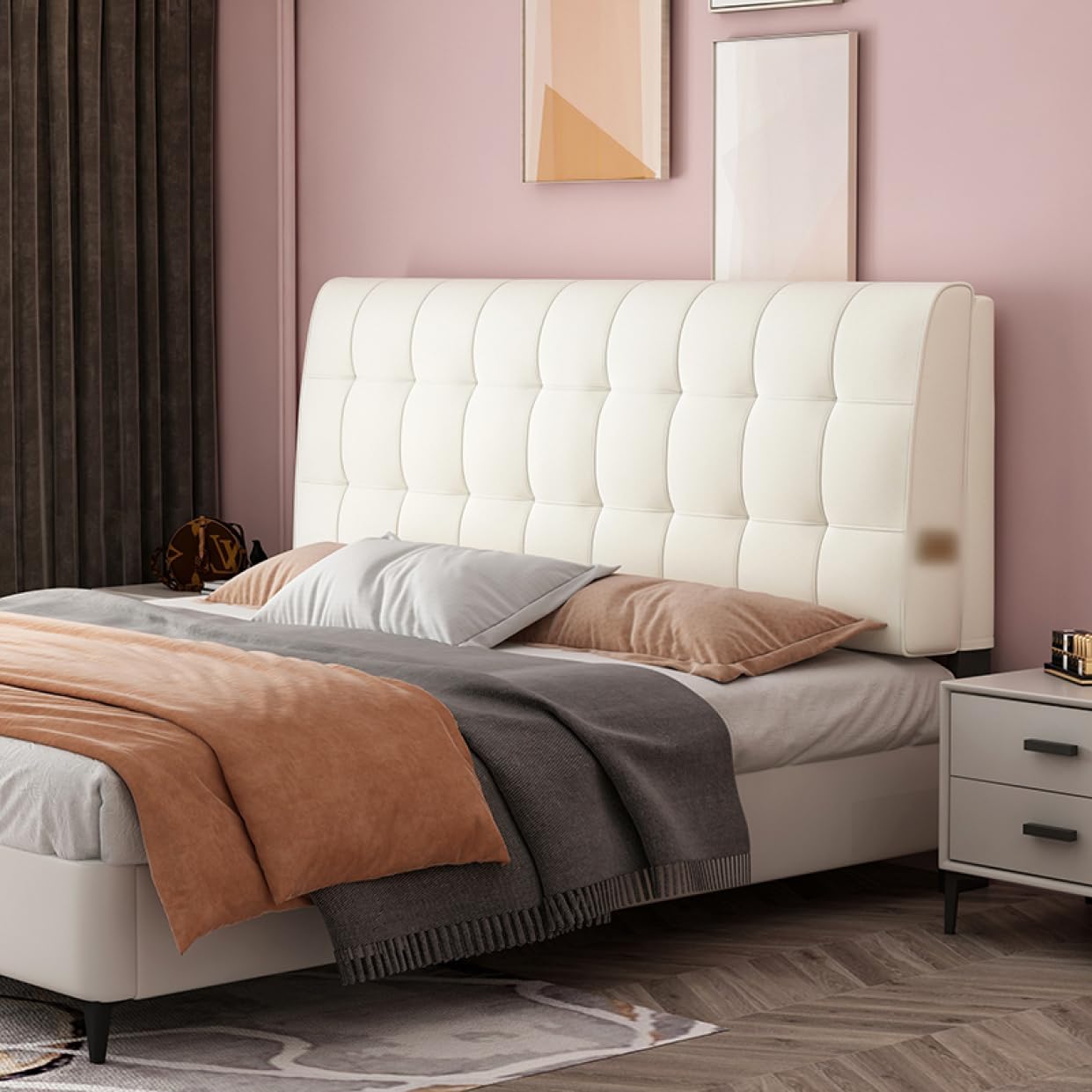 バックレストクッション ヘッドボード 90*60*6 クッション 背もたれ ベッド せもたれ クッション ベッド ヘッドボードなしベッド 背もたれクッション 大きい カラー1 ロング ベッド用クッショ [3]