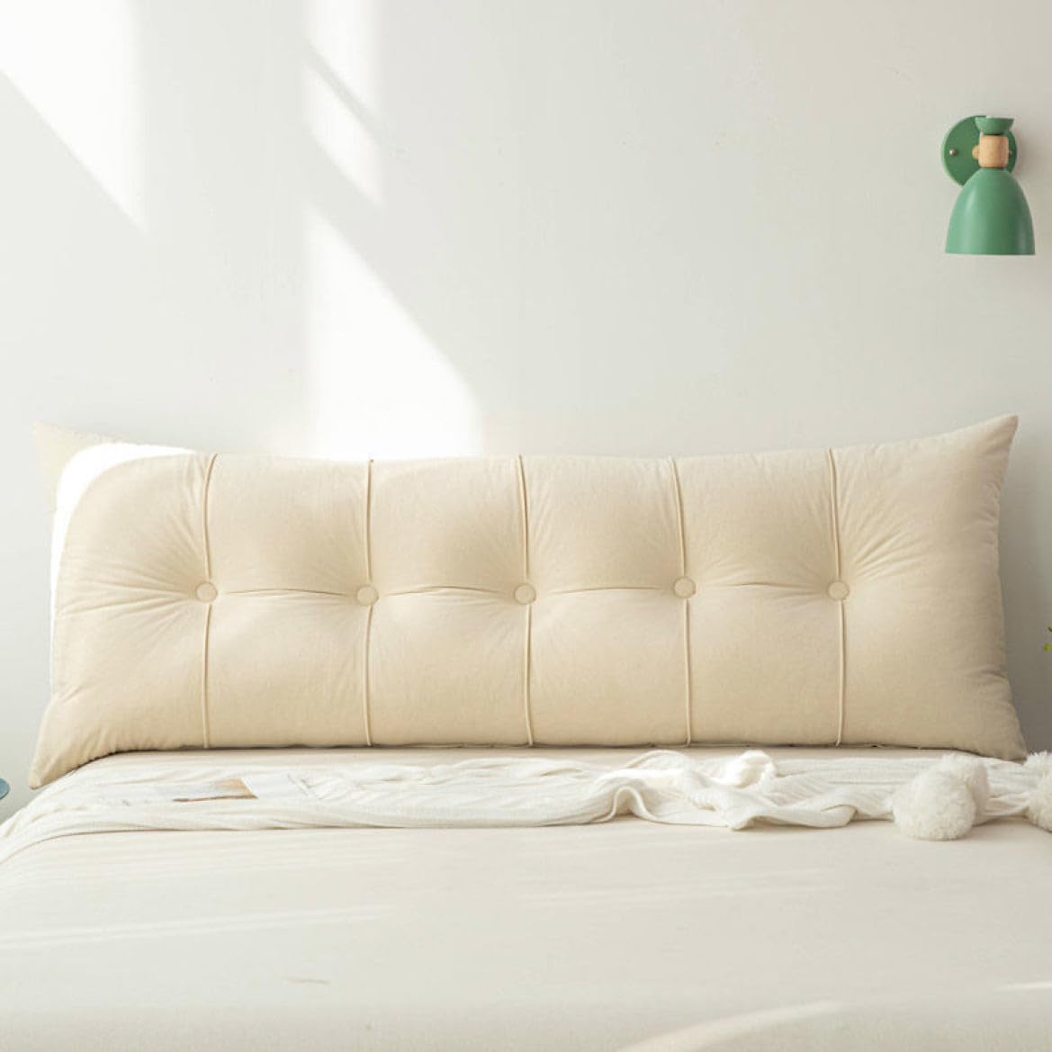 背もたれ クッション カラー1 200*55*20 ベッド ベッド クッション ベッド用 ベッド用 フリル 背もたれクッション 寝れる 読書用クッション 傾斜 座布団 かわいい ソファー専用 洗える