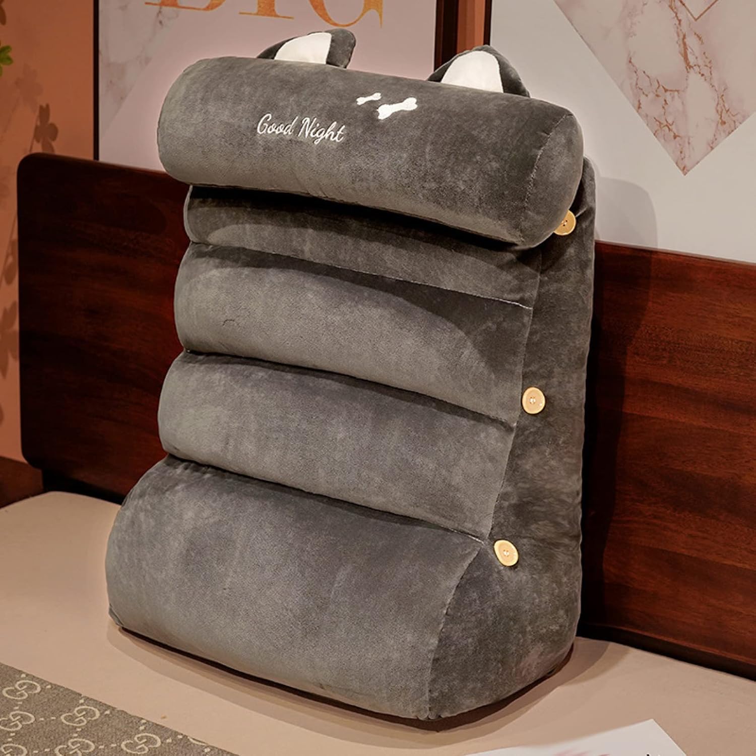 ベッド 背もたれ クッション うつぶせ寝クッション フリル 仮眠用 在宅勤務 リーディング ピロー  ...