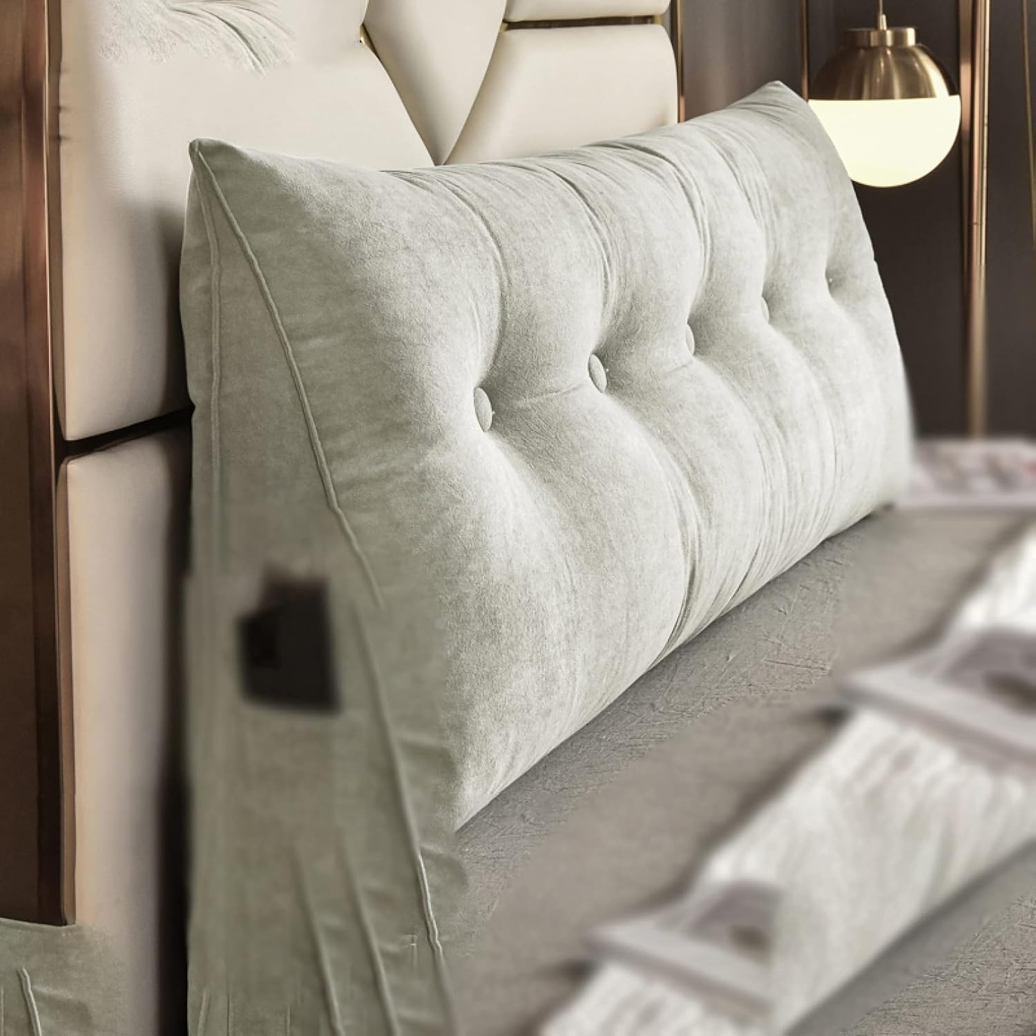 背もたれ クッション ベッド 三角クッション 200*50*20cm 大きい おしゃれ クッションソファ 足枕 腰枕..