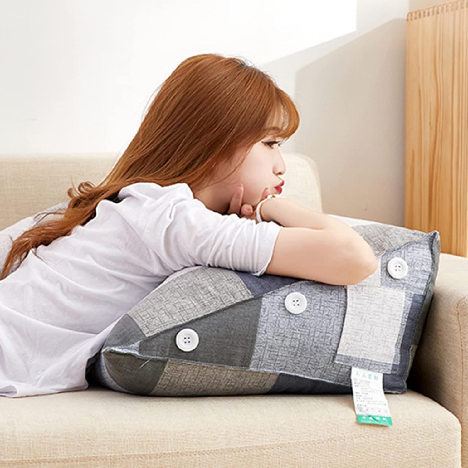 読書用クッション 腰枕 三角クッション 花柄 厚い モダン ゲームクッション 多用途 クッション うつぶ..