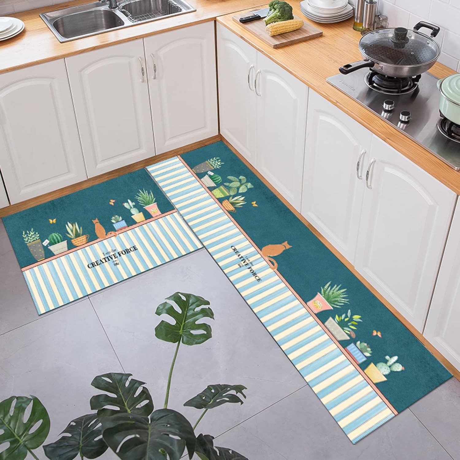 キッチンマット 台所マット 洗える 吸水 速乾 滑り止め 足ふきマット 玄関マット ずれない 滑り止め加工 60*180cm 台所マット 拭ける お手入れ簡単 カラー 踏み心地良い 廊下 キッチン ラ