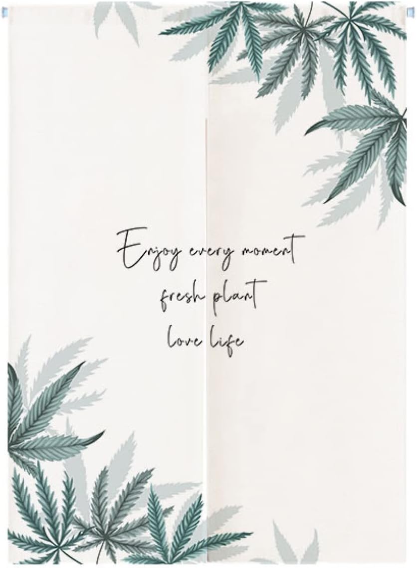 のれん おしゃれ 北欧 防寒 断熱 目隠し 厚手 遮光 間仕切り 保温 冷気遮断 80*90cm 透けない 飾り ロング 玄関カーテン かわいい 混紡 緑の葉 雑貨 ナチュラル インテリア 新生活 ワ