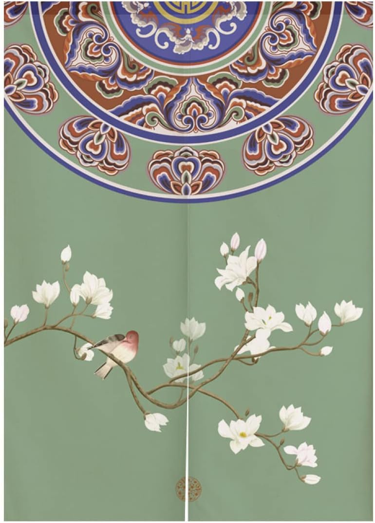 のれん 90cm丈 遮光 花柄 間仕切り 厚手 洗面所 暖簾 カラー 爽やか 和風 遮熱断熱 見えにくい おもし..