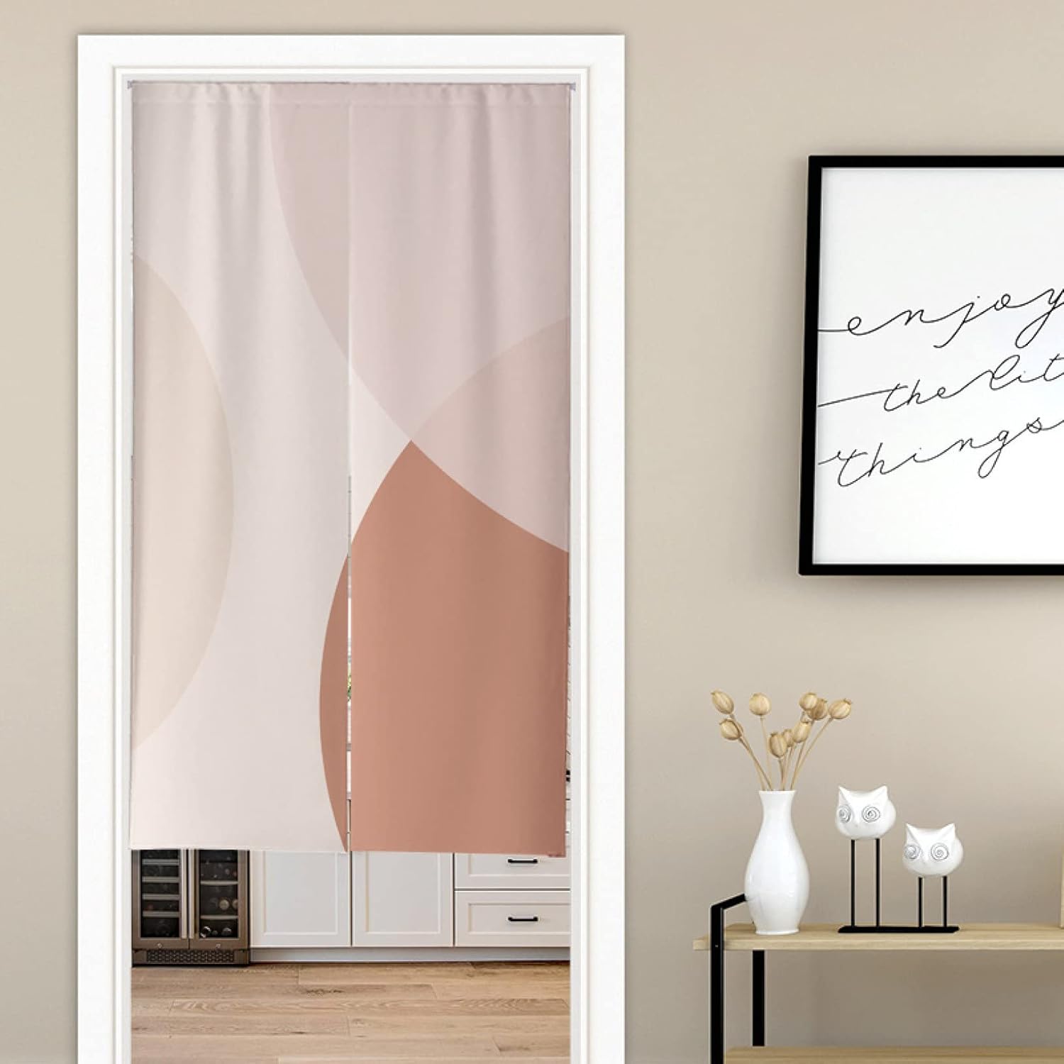 のれん 間仕切り 遮光 カラー7 カーテン 暖簾 目隠し 見えにくい おしゃれ 北欧 幾何学 おもしろい 90x150cm 柔らかい 飾り 玄関 モダンシンプルグリーン部屋装飾 建物 ドアカーテン キ