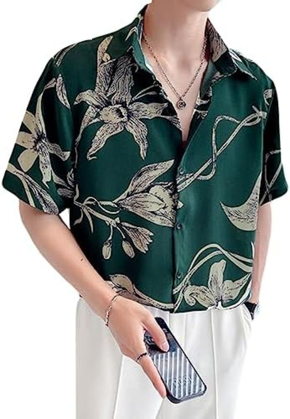 アロハシャツ メンズ 夏服 ワイシャツ ゆったり 通気性 涼しい カジュアルシャツ 大きいサイズ 半袖シャツ 総柄プリント ファッション お洒落