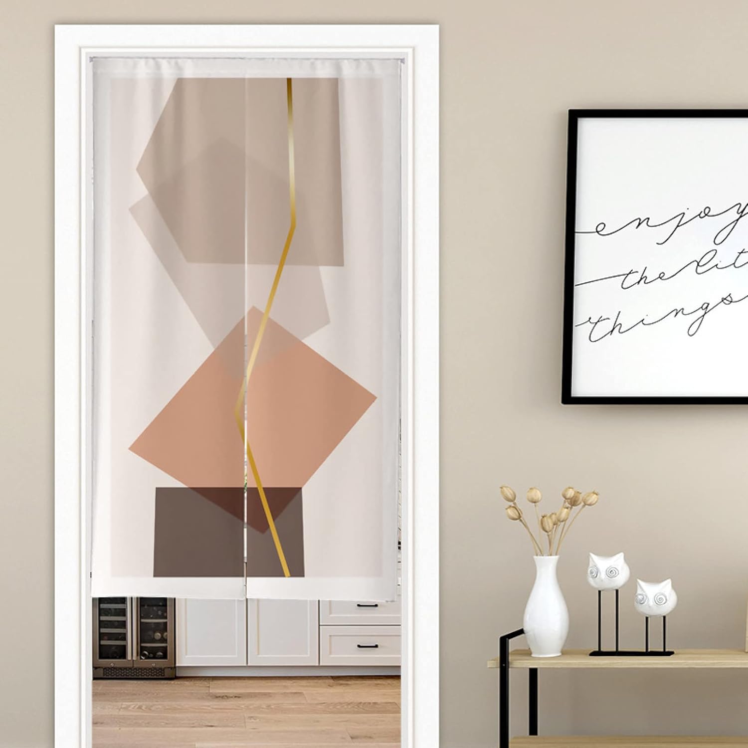 間仕切りカーテン ロング ロング丈 つっぱり式 北欧 カーテン つっぱり式 のれん プリント柄 目隠し 断熱 階段 台所 寝室 洗面所 90x150cm 玄関 台所 キッチン リビングルーム かわいい