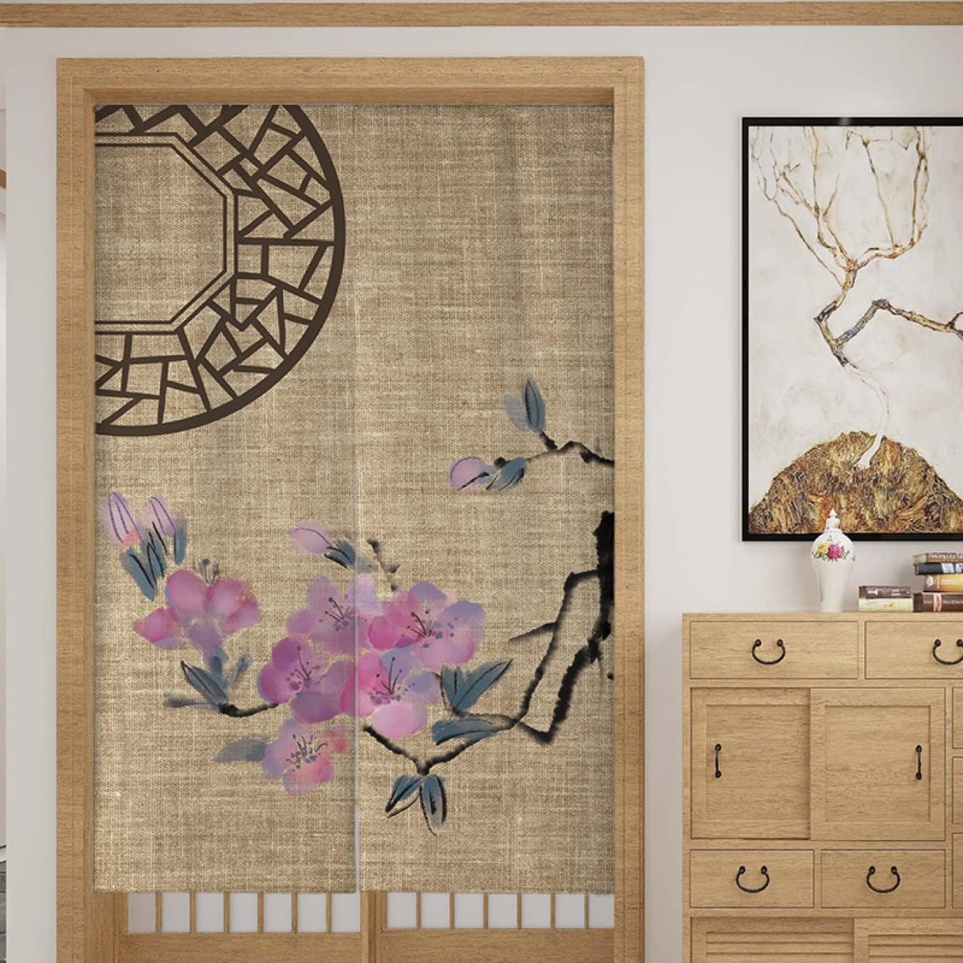 暖簾 のれん ノレン ドアカーテン 和風 ロング 混紡 和柄 遮光のれん 目隠し 間仕切り シンプル 簡約 おしゃれ 中華風 リビング カラー 玄関 キッチン 出入り口 廊下 風をふさぐ 洗える イン