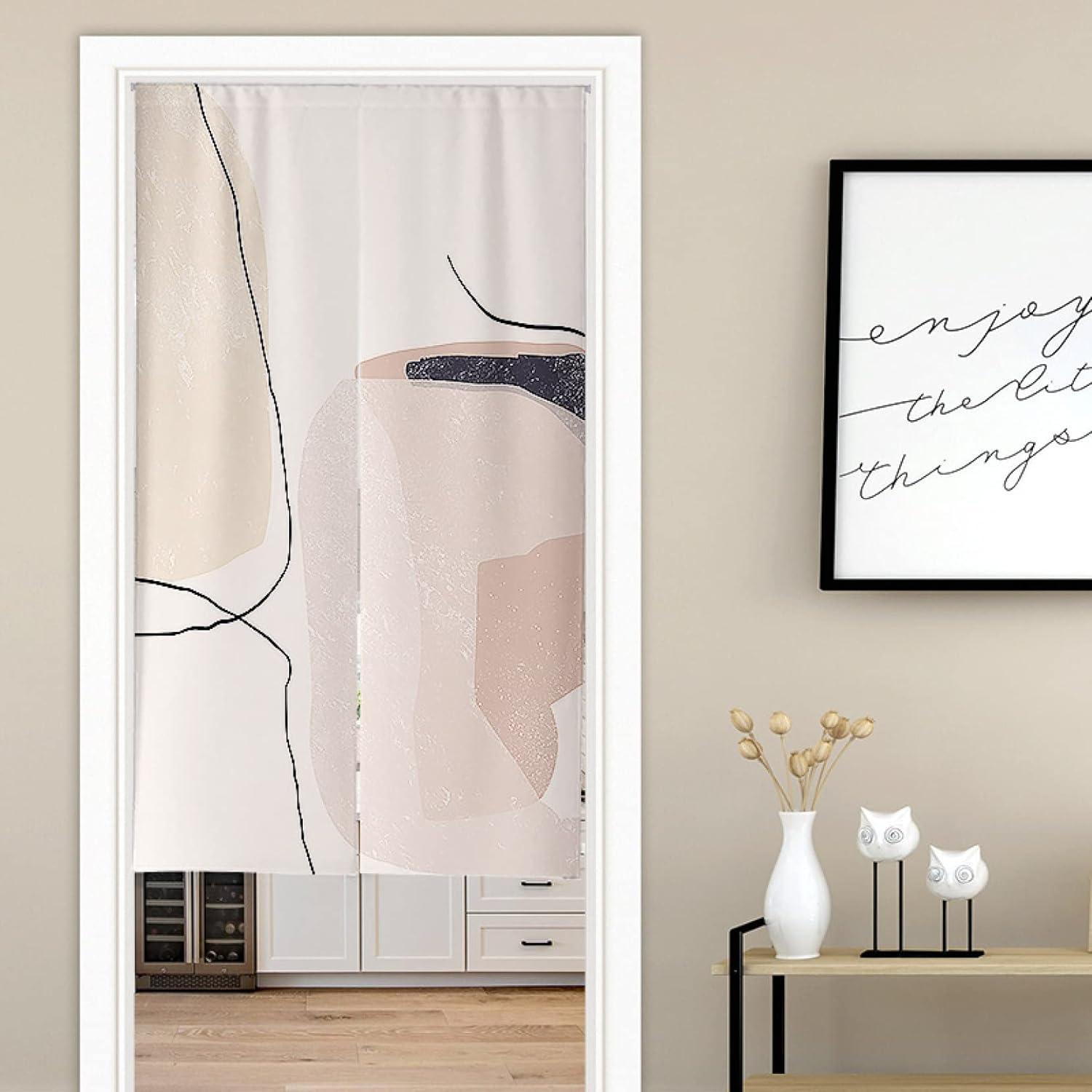 間仕切りカーテン?北欧?カーテン?幾何学?のれん?ロング?ロング丈?暖簾?目隠し?遮熱?冷気遮断?つっぱり式?可愛い?かわいい?北欧?入り口?寝室?子供部屋?居間?洗面所??階段?リビングルーム?シン