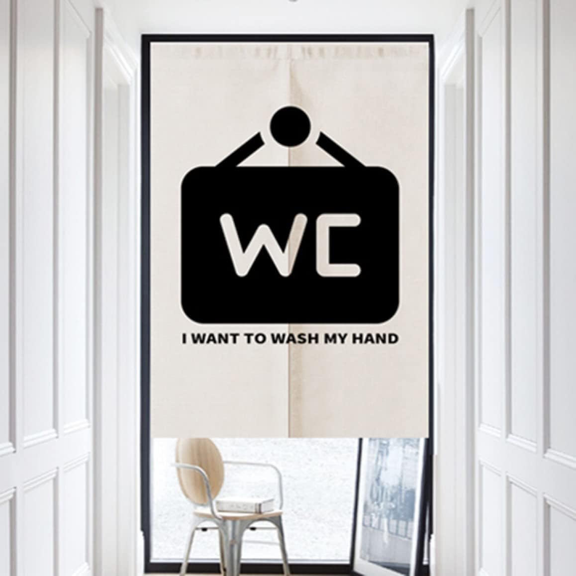 のれん 北欧 混紡 目隠し プライバシー保護 玄関 キッチン 出入口 洗濯可能 つっぱり棒カーテン カフェカーテン リネン 黒白 モダン ショート のれん 70*100cm 装飾 カラー 弱遮光 防塵