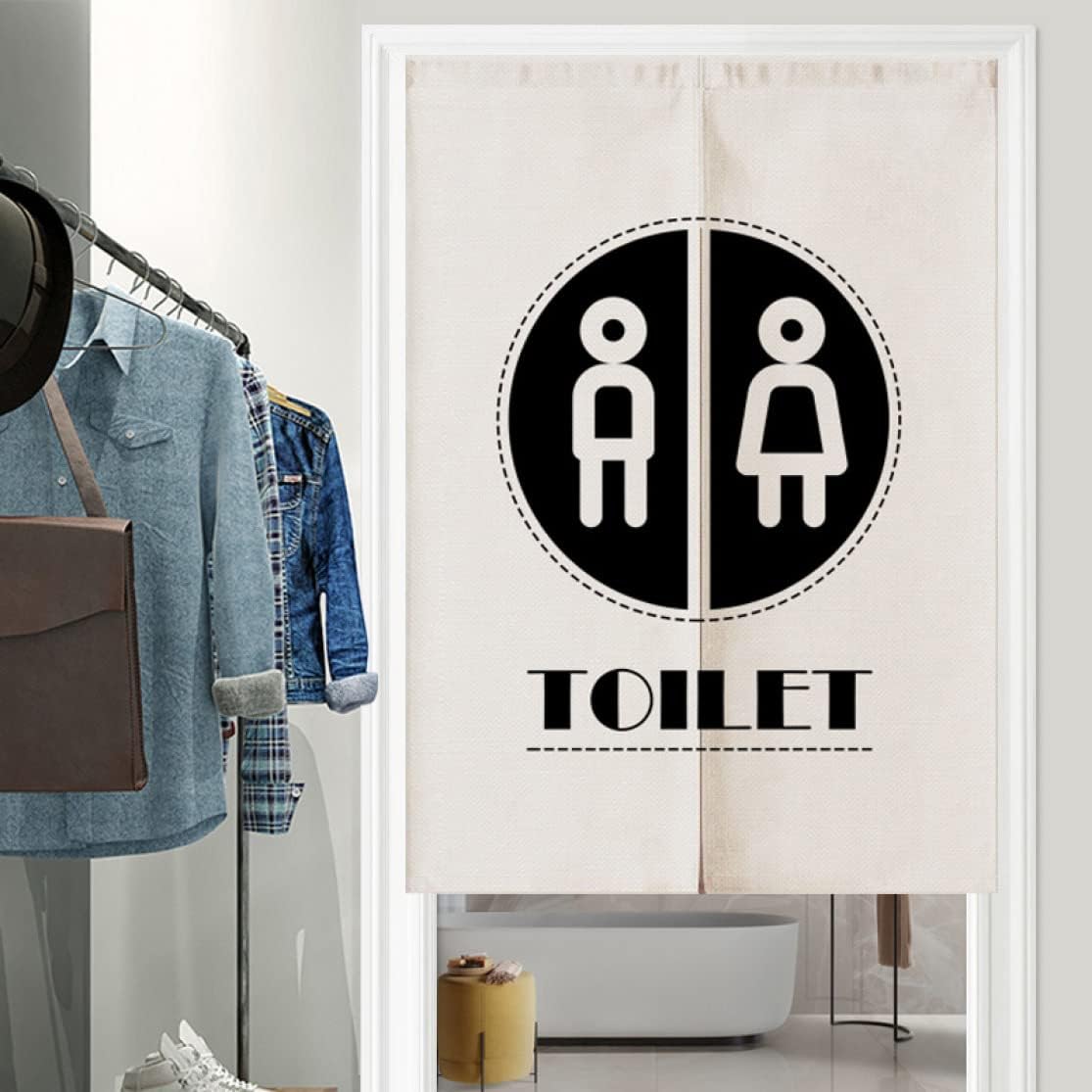 間仕切り おしゃれ 70*100cm 目隠し 遮光 暖簾 ロング 男子女子 トイレ 提示 かわいい 北欧 おもしろ 断熱 玄関 キッチン リビング カーテン 部屋 シンプル 和 突っ張り棒付き ドアカ