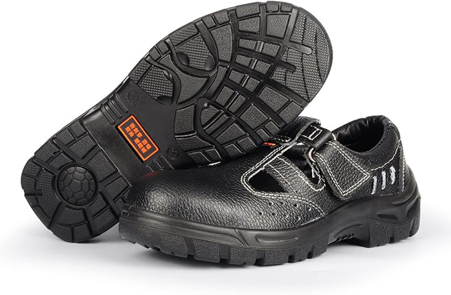 [] 安全靴 あんぜん靴 作業靴 本革 23.5-28cm 鋼製先芯入り サンダル 夏用 ナジックテープ 鋼板 鋼片付き レザー 釘踏み抜き防止 本革 つま先靴底保護 メンズ 穴付き 牛革 蒸れない