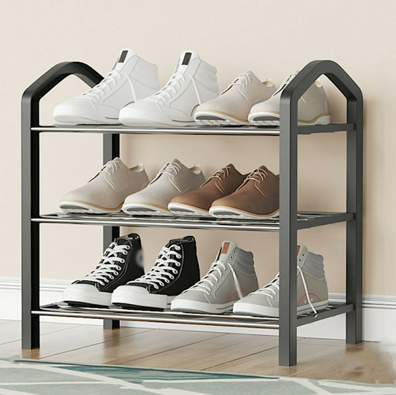 シューズラック スリム 靴棚 靴収納 大容量 靴置き 靴箱 下駄箱 おしゃれ 縦長 省スペース 組み立て式 分割可能 取っ手付き 狭い 玄関 シューズボックス 廊下 クローゼット 靴入れ 長80cm