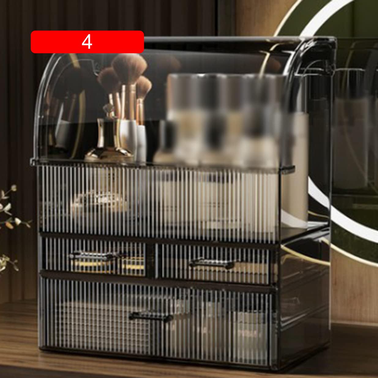 Libre777の化粧品収納ボックス 化粧品 収納 コスメ 整理簡単 収納ボックス アクリルケース メイクケース XL 引き出し 小物入れ 透明 防塵 耐久性 衝撃吸収 4 メイク用品 化粧品入れ おしゃれ 透明アクリ｜アングル2