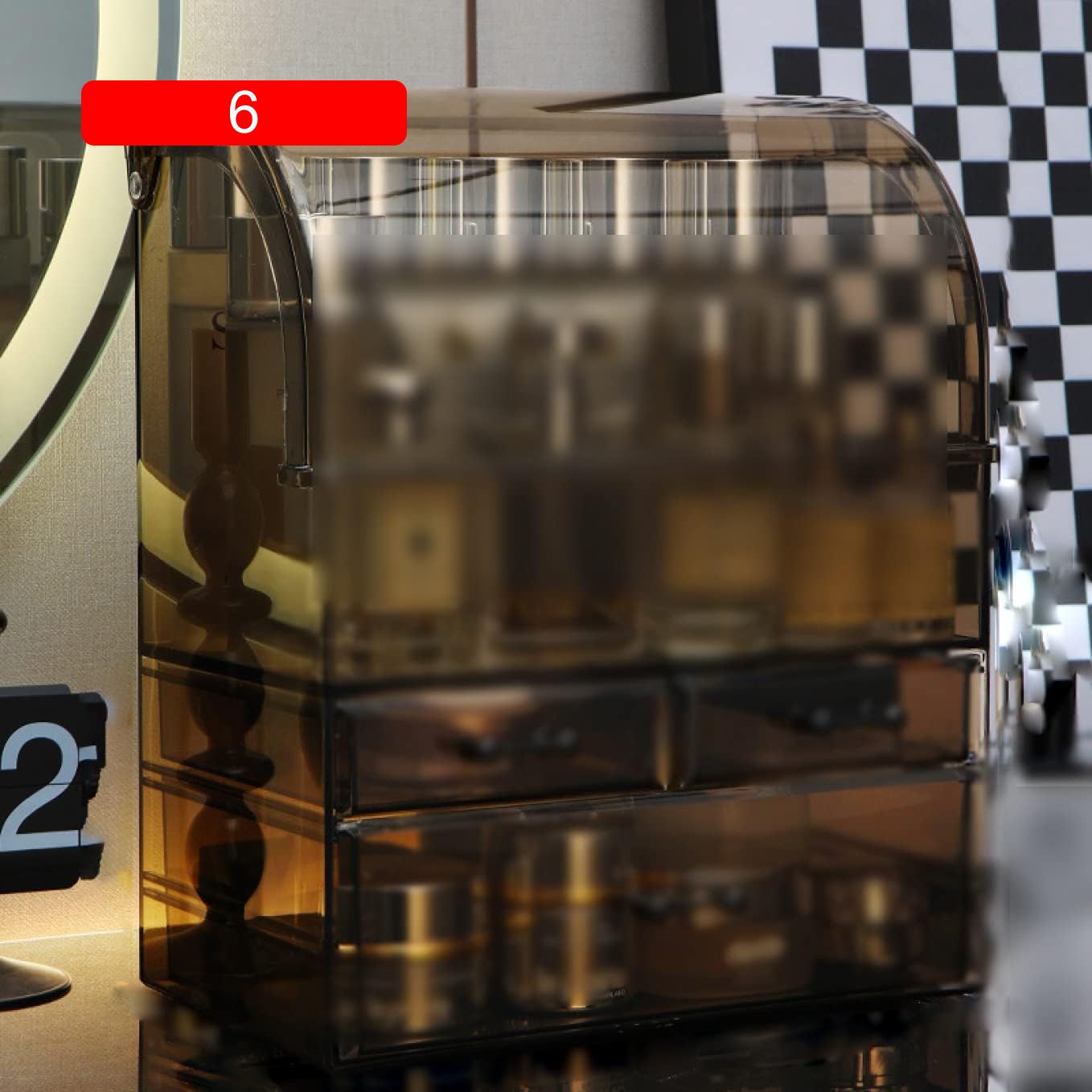 Libre777の化粧品収納ボックス 化粧品 収納 コスメ 整理簡単 収納ボックス アクリルケース メイクケース XL 引き出し 小物入れ 透明 防塵 耐久性 衝撃吸収 4 メイク用品 化粧品入れ おしゃれ 透明アクリ｜アングル3