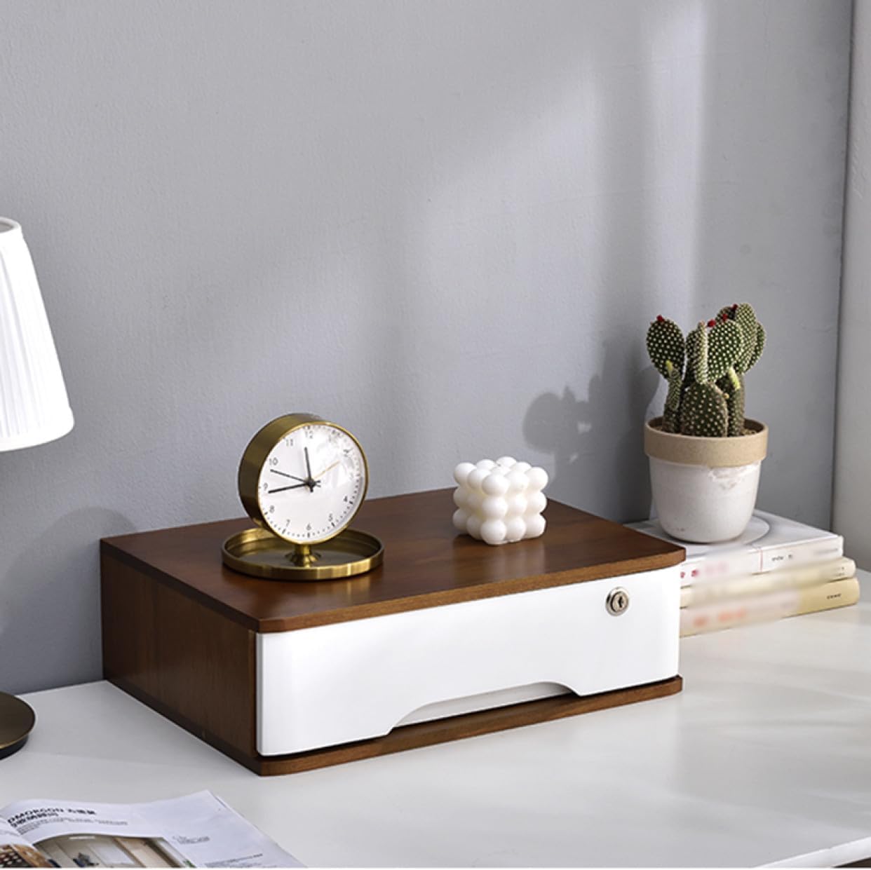 卓上収納ボックス 引き出し 木製 レターケース 多機能 大容量 ウッドボックス ミニチェスト 木製 引き出し付き 卓上収納ケース 小物収納 40*28*12cm 机上 オフィス収納 電話台/文房具収納