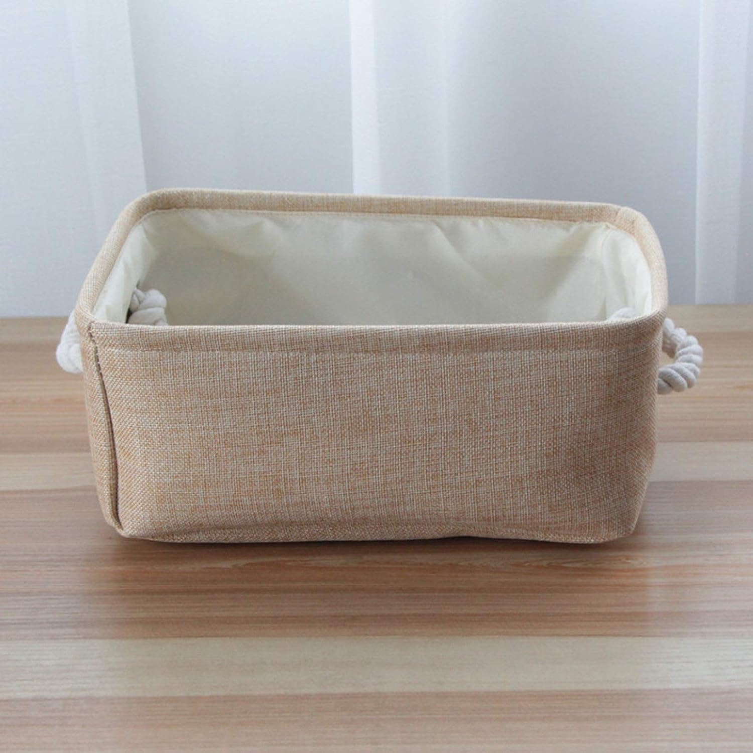 収納かご 収納バスケット ストレージボックス 折り畳み式 取っ手付き おしゃれ インテリア 雑貨 おもちゃ 衣類収納ボックス ファブリック 綿麻製 耐久 長方形 M*2 防水 防湿 高耐久 ゴールド