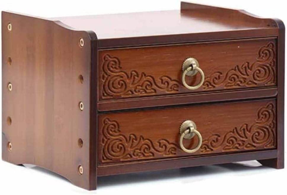 収納ボックス 引き出し 木製 卓上収納ケース 26*21*18cm 木箱 デスク上置き棚 デスク収納 アンティーク..