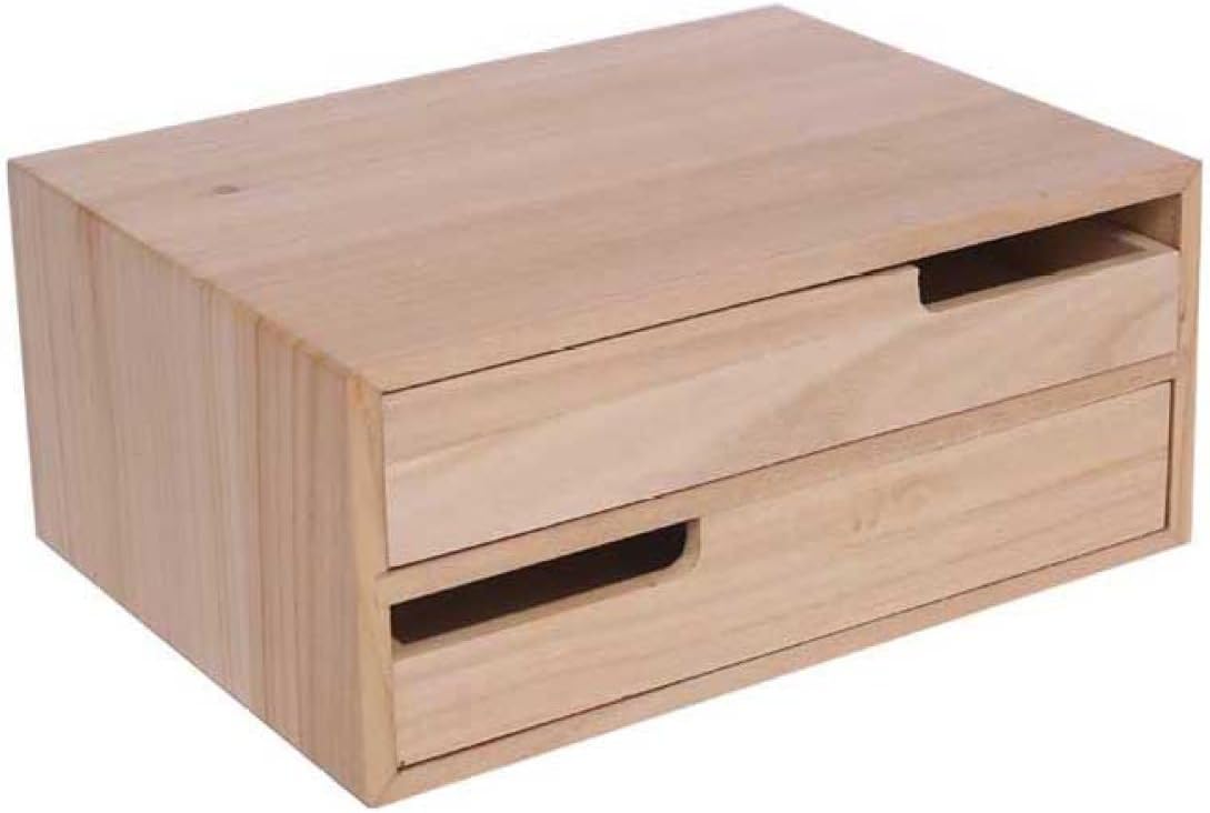収納ボックス 引き出し 木目調（無垢材） 小物収納ケース 卓上収納 35*26*29cm 化粧品収納 多機能 大容..