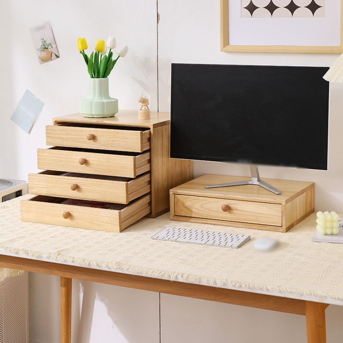 引き出し 多段 木製 スタイル5 収納ボックス A4対応 卓上収納 小物収納 オフィス収納 卓上チェスト デスクトップ収納ボックス 雑誌/新聞/書類 おしゃれ オフィス ナチュラル デスクトップ収納ボ