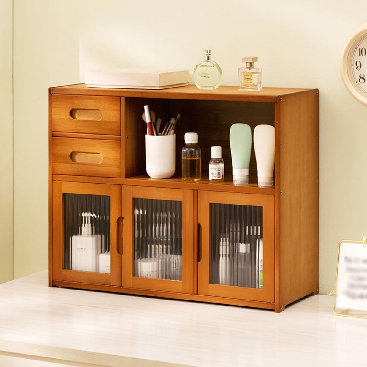 食器棚 小物整理 収納ボックス 卓上引き出し 竹製 収納ボックス 収納ケース 大容量 62*23*39 書類 雑誌 新聞 小物入れ 分類収納 収納ボックス 取っ手付き アクセサリーケース 卓上チェスト