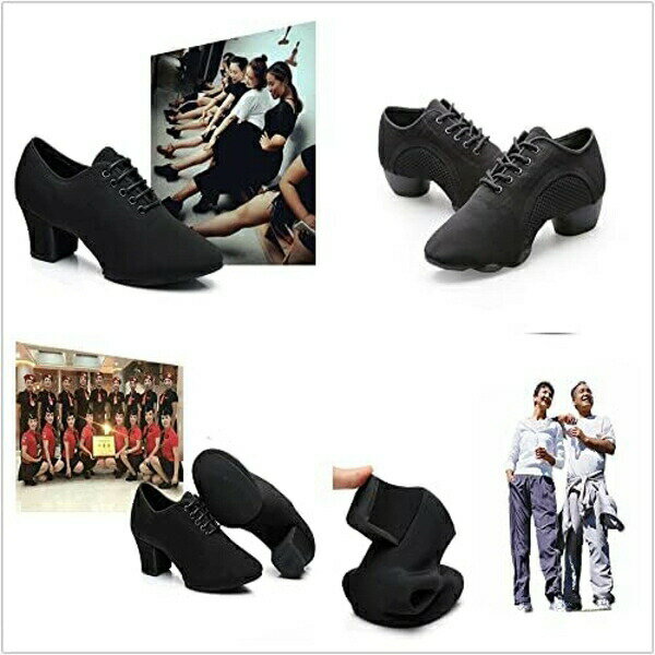 レディース ダンスシューズ ダンススニーカー ジャズダンス サルサシューズ 練習用 太ヒール レッスン 室内用 ティーチャーズシューズ 体操 ラテンダンス 社交ダンス フルソール 舞台 練習/初心者 室外用 軽量 モダン/通気性