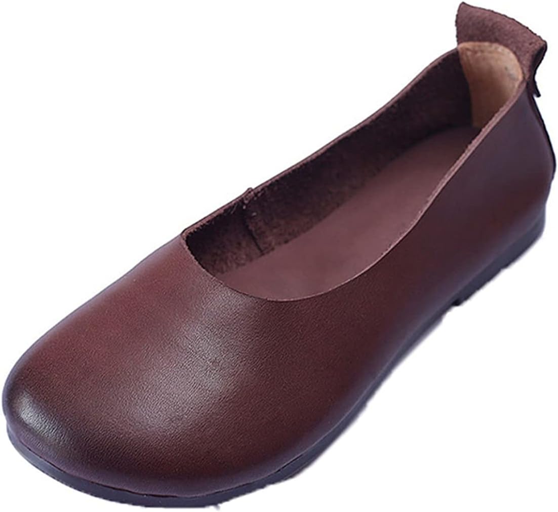 オペラシューズ 本革 レディース スリッポン パンプス フラットシューズ 無地 カジュアル レザー 歩きやすい ソフト ペタンコ おでこ靴 軽量 コンフォート 森ガール 痛くない トレンド感 ブラウン
