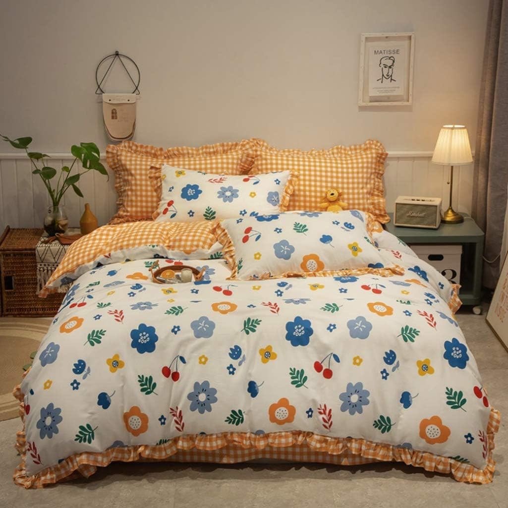 掛け布団カバー 4点セット 北欧風 寝具カバー 洋式 和式兼用 1.8m シングル 可愛い オールシーズン掛けカバー カラー14 人気 北欧 モダン 洗い替え速乾タイプ 防ダニ布団カバー 枕カバー