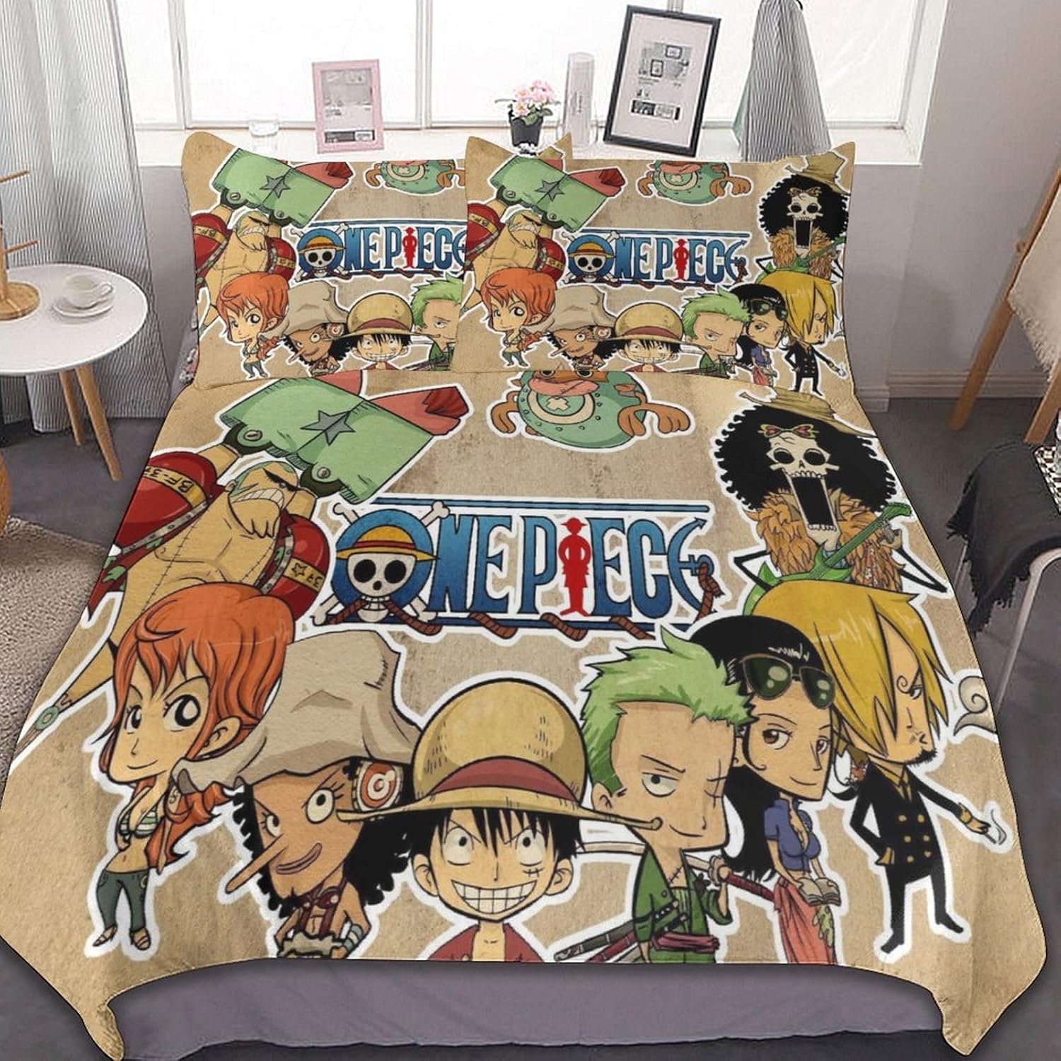 人気 アニメ ワンピース 掛け布団カバー 3点セット かわいい 寝具カバーセット 抗菌 防臭 柔らかい シーツカバー北欧風布団カバー シーツ枕カバー防ダニ 洗い替え速乾タイプ 布団 カバー79"×90