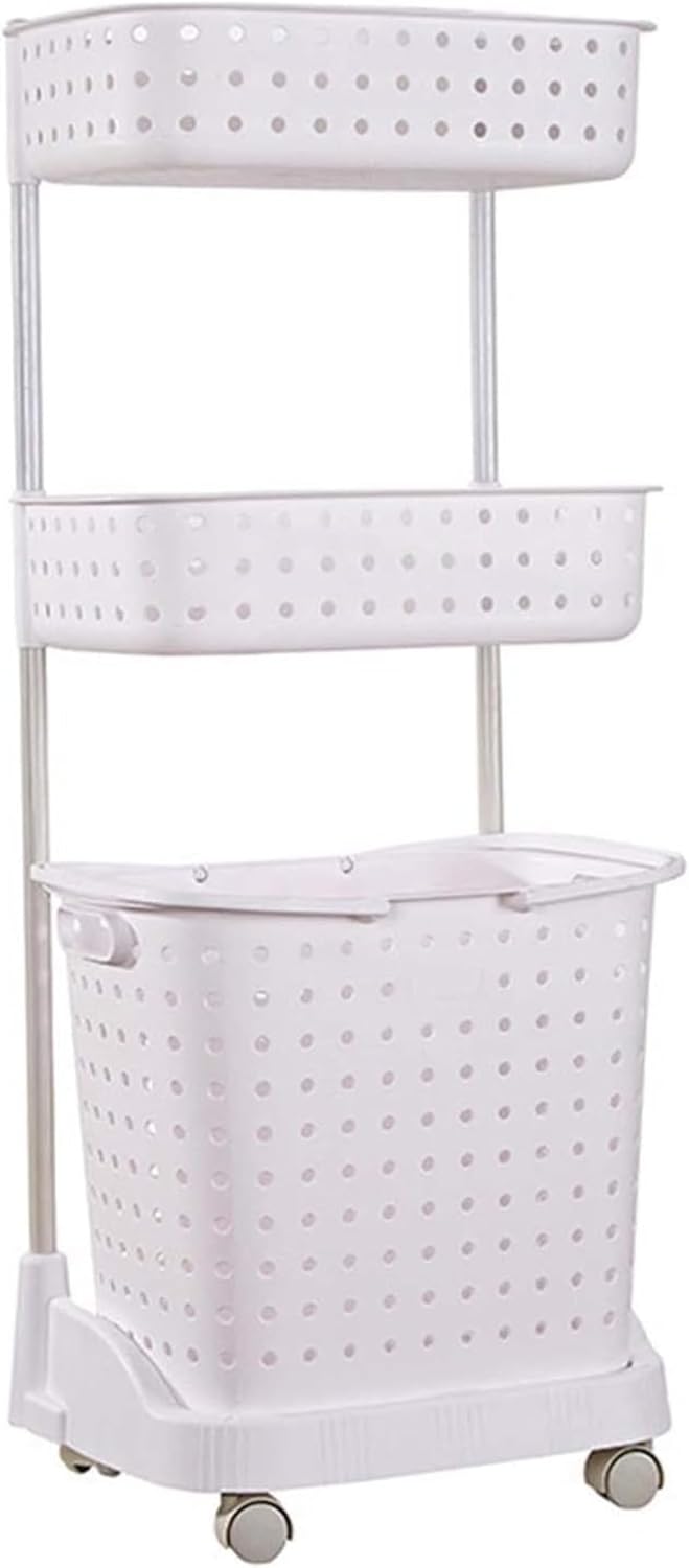洗濯物カゴ ランドリーバスケット カゴ ランドリーワゴン 三段 ランドリーラック キャスター付き 大容..