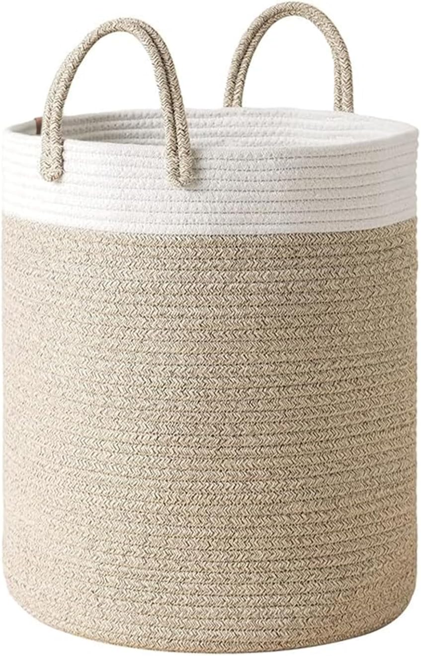 収納バスケット ランドリーバスケット 大型 コットンロープ 編み込み 40.5 x 35.5 x 35.5cm おもちゃ収納 保育園
