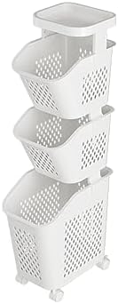 ランドリーカートランドリーワゴン スタッキングバスケット ランドリーワゴン キャスター付き 3/4段 キ..