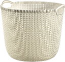 ラウンドバスケット ホワイト 30L Knit ニット収納 バスケット ランドリー ランドリーバスケット カゴ 洗濯カゴ おしゃれ 丈夫 北欧 リネンのような質感 環境にやさしい
