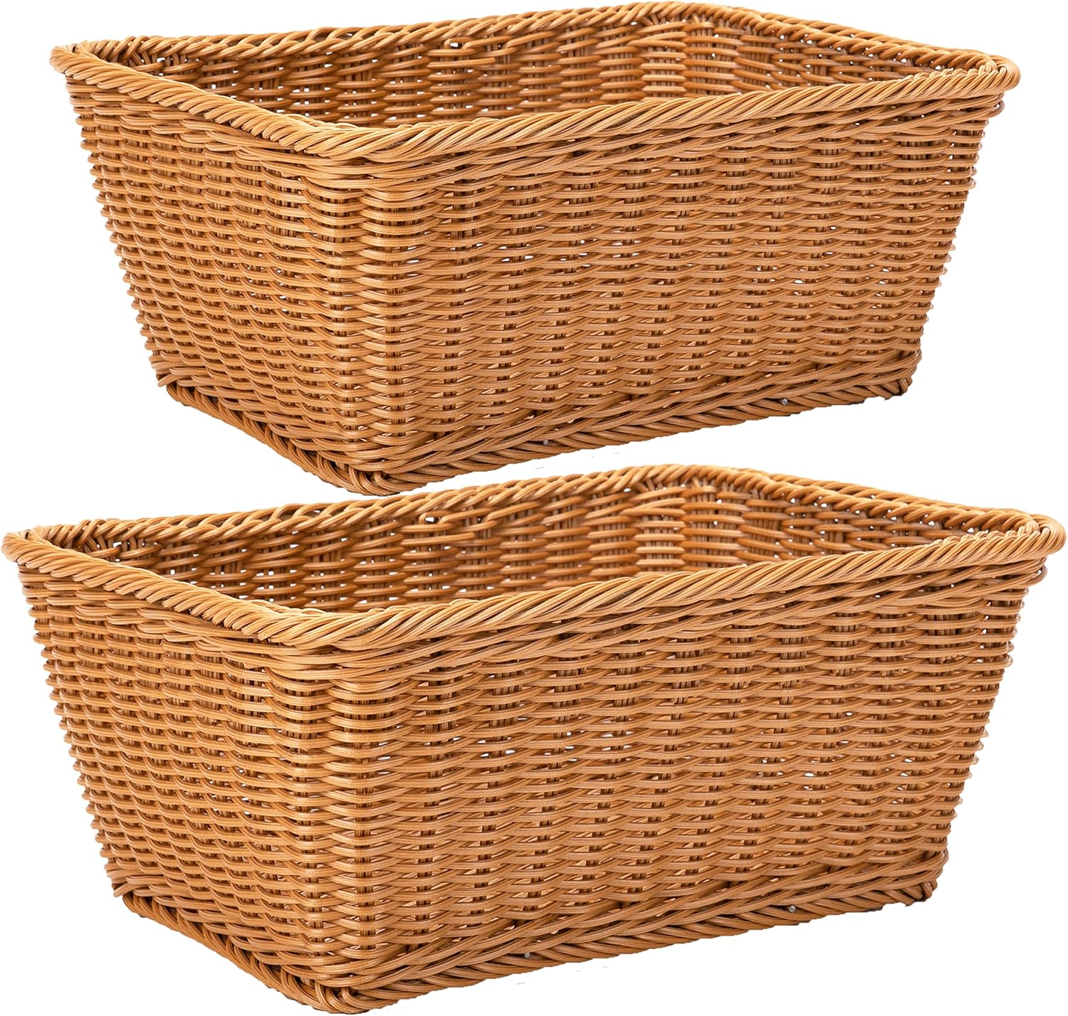 2個組 コーヒー色 M-Plusサイズ PP（ポリプロピレン） かご バスケット 収納 耐熱水洗える 積み重ねで..