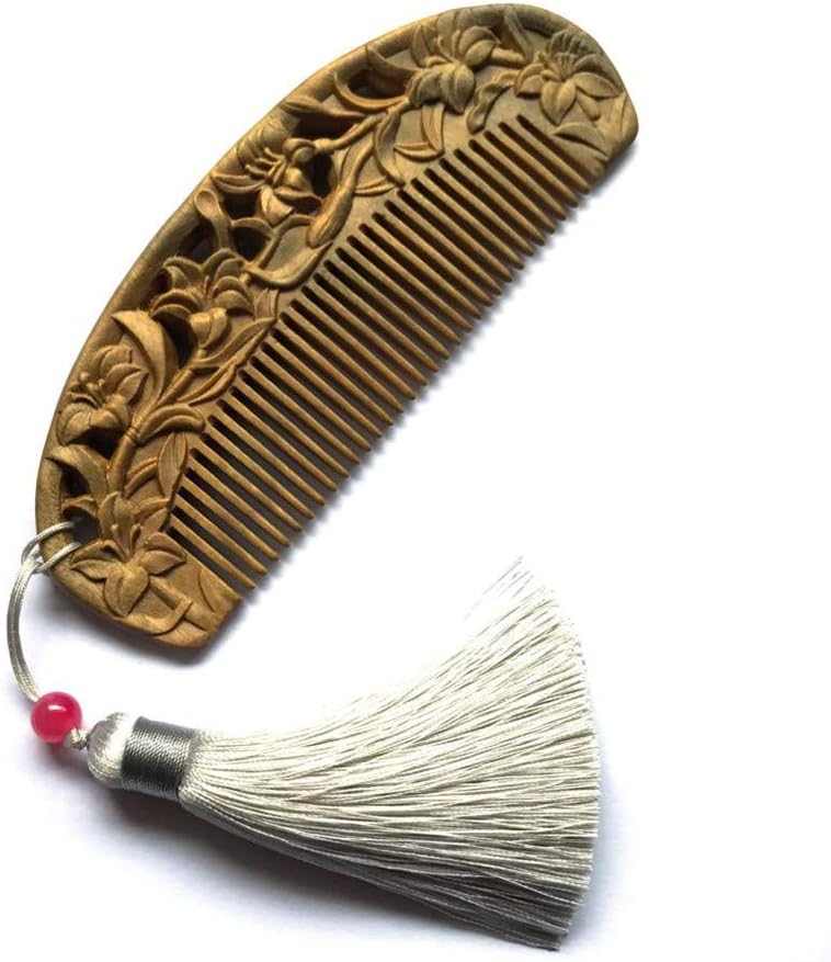 木製櫛 ヘアブラシ ヘアコーム 静電気防止 ヘアケア 頭皮マッサージ 男女兼用 天然緑檀 ギフトボックス..