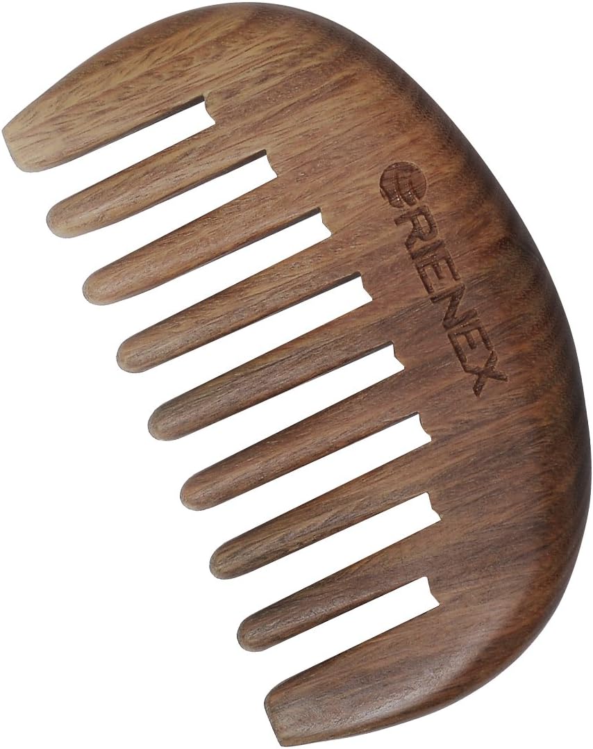 高級木製櫛 くし ヘアコーム 半月とき櫛 頭皮マッサージ 天然緑檀 静電気防止 (荒歯緑檀)