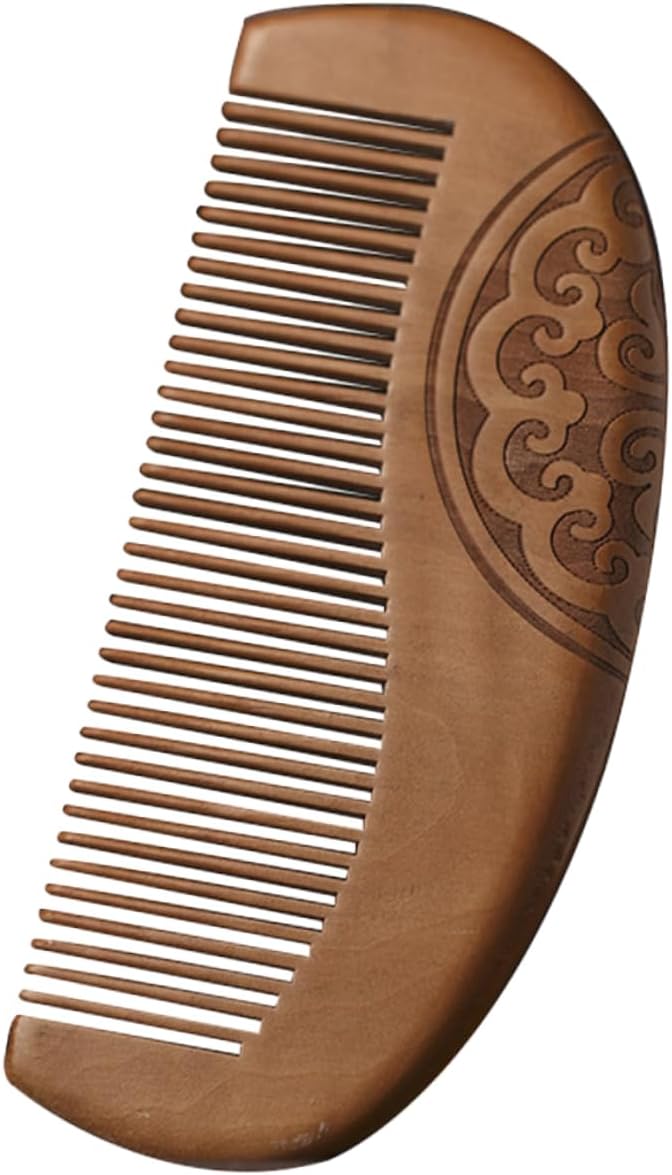 天然桃の木 DIY 木材工芸国家トレンド古代スタイルの縁起の良い雲トーテム木製櫛 コーム 装飾 くせ毛用の木製櫛 木製の櫛 細かい歯の木の櫛 髪用の細い櫛 ほぐし櫛 マホガニー